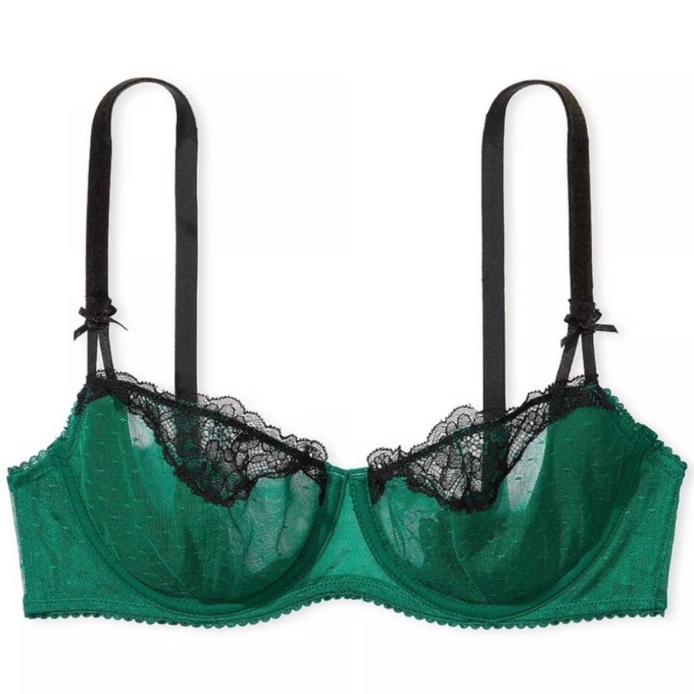 Victoria’s Secret Wicked Dotted Mesh Balconette Bra | 32DD | Unlined | NWT Style